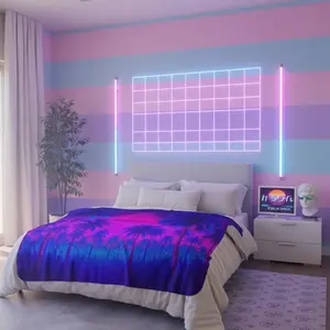 Electric Dreams" Neon Forest Plush Throw – Vibrant Nature-Inspired Retro Art Blanket Fleece Sherpa Blanket