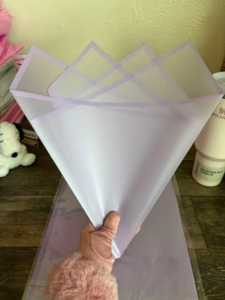 Transparent Lavender 20 Sheets 58cmx58cm Waterproof Floral Wrapping Paper for Florists No Warranty