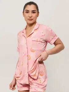 Pajama Shorts Set - Donut Print