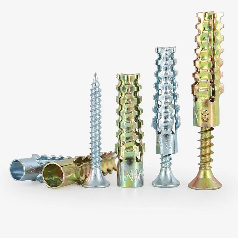 Spring DIY Wall Mount Essentials Metal Expansion Screws, Serrated Barbed Cement Wall Anchors, Sturdy Anchors for Concrete & Wall Installation