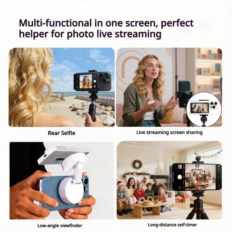 Meevo Magnetic Phone Vlog Monitor – 1080P Wireless Selfie Screen, Use Rear Camera for Live Streaming & TikTok (4K 30fps Wired, iPhone/Android Compatible)