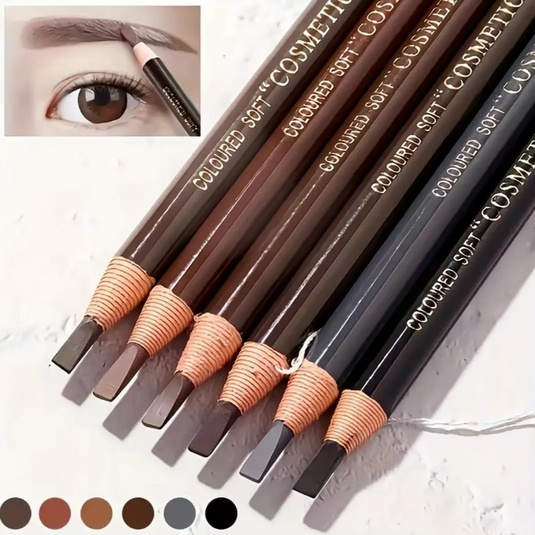 6Pcs Sharpenable Eyebrow Pencil Set Long Lasting Natual Wild Brow Makeup Waterproof Fadeproof Black Eyebrow Pens High Pigmented Easy To Outline Cosmetic