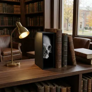 3D Printed Skull Bookends Gothic Desk Decor for Home Bookshelf Premium Unique Skull Statue Book Holder