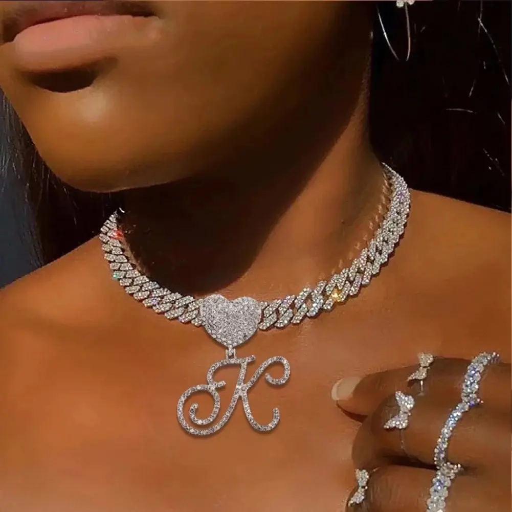 Heart Cuban Initial Chain