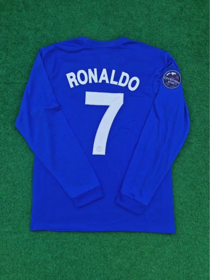 CR7 Retro Long Sleeve Jersey #7 - 2008 Blue, All Size S-5XL, CR7 Fans Jersey