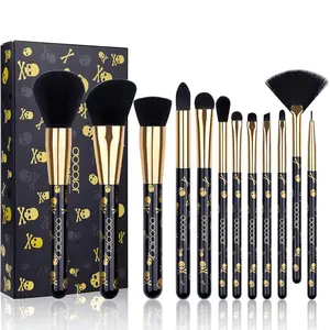 Docolor Makeup Brush Set Professional 12Pcs Goth Makeup Brushes Premium Synthetic Powder Foundation Contour Blush Concealer Eye Shadow Blending Liner Make up Brush Kit Docolor