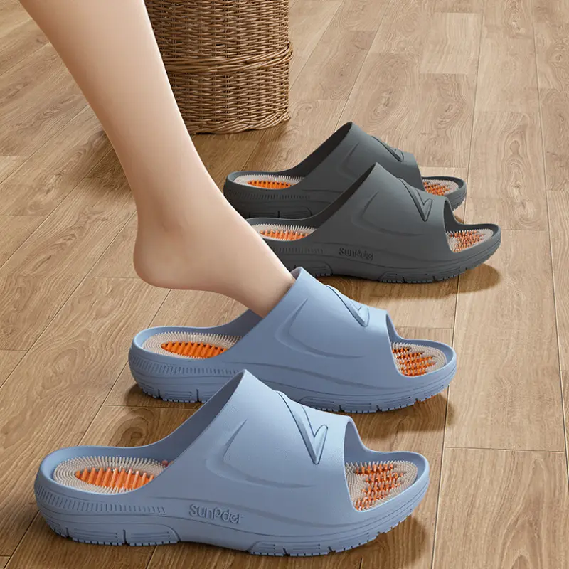 Men' & Women' Sole Massager Slippers - Anti-Slip Therapeutic Foot Massager Suitable for Indoor Home Use,, Pure Color Round Toe, Cushioned Sole for, Casual for