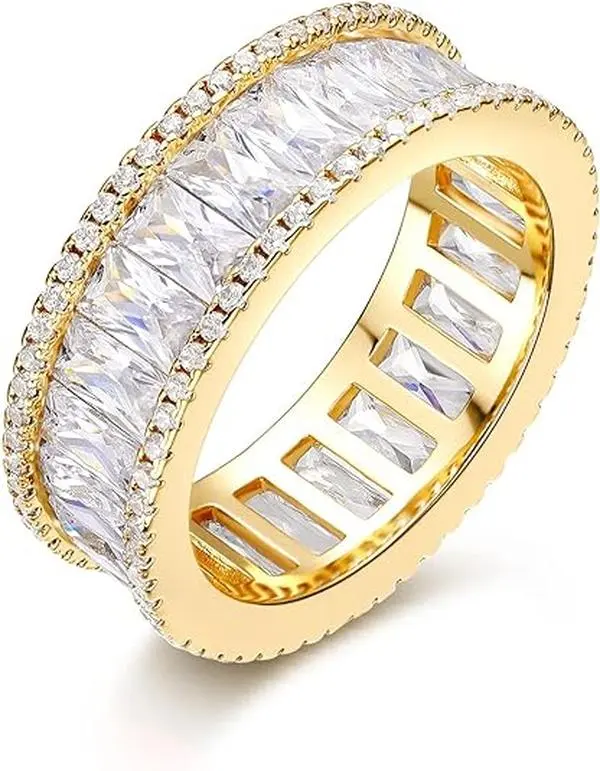 GEMSME Eternity Rings for Women Cubic Zirconia Wedding Promise Engagement Band Size 5-10 R-0389-G
