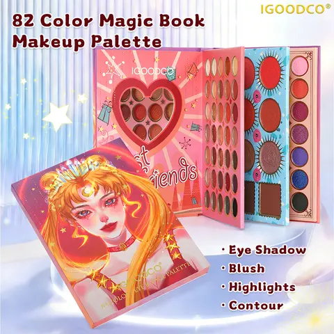 Igoodco 82-Shades Assorted Color Eyeshadow Palette with Highlighter & Makeup Brush, Multi-Function Cosmetic Gift Set, Makeup Brushes Set for Beauty Enthusiasts
