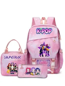 Kpop Demon Hunter Girl Backpack Set, 3pcs Student Bag with Lunch Bag and Pencil Case, Anime Cartoon Travel Laptop Backpack