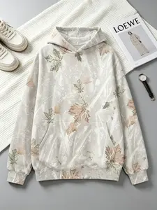 Women's Ladies Maple Leaf Hoodie， Minimalist Design Loose Fit with Kangaroo Pocket & Ribbed Cuffs for Fall Winter Fashion Casual Sweatshirts - Womenswear，camouflage hoodie