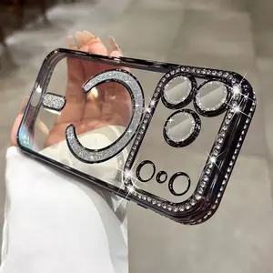 MagSafe Bling Case,Soft TPU, Anti-Scratch Lens Cover + Diamond Edge Case Compatible whith iPhone 17 17promax 16 16pro 15 14 13 12 pro max anti-fall casing