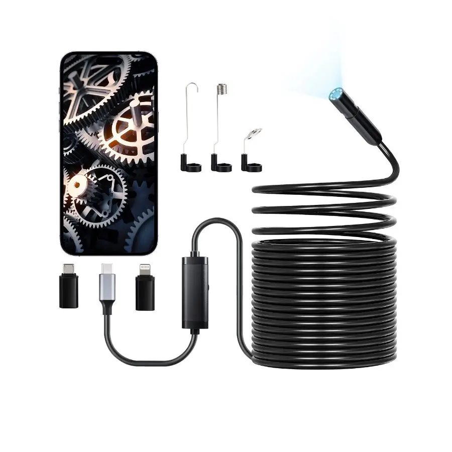 【DealsForYouDays】 VEVOR Endoscope Camera with 49.2FT Semi-Rigid Cable, 1920P HD Borescope for Android IOS, Industrial Inspection Camera with Light - 8 LED, 2X Zoom, IP67 Waterproof Snake Camera for Auto, Plumbingdealsforyoudays