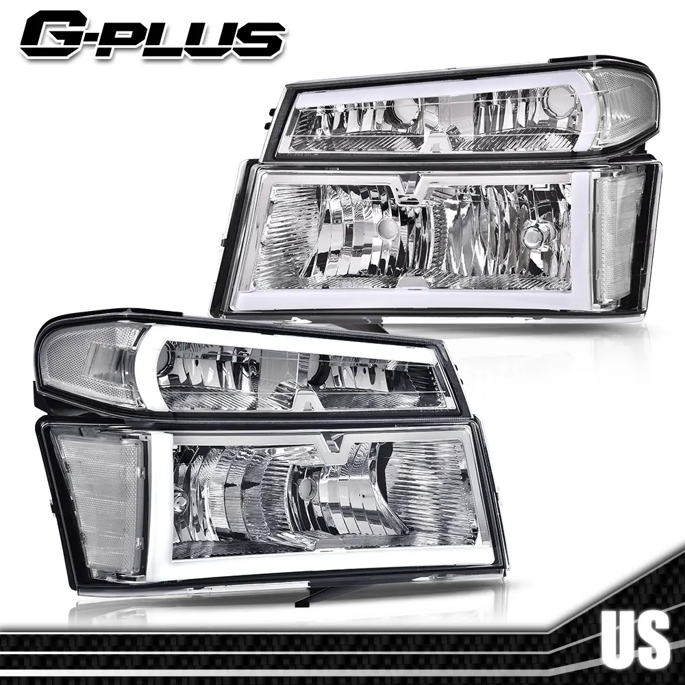 G-PLUS Car Lighting Replacement Plug-N-Play Headlights Assembly with Bumper Lights, 4Pcs for 04-12 GMC Canyon/Chevy Colorado (Chevy/GMC)