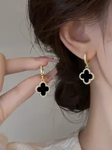 Elegant Clover Pendant Earrings, Unique Design, Perfect for Office and Commute, Pair of High-End Jewelry, Stylish and Practical Accessory