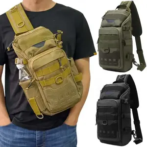 Men's Tactical Chest Bag Waterproof Outdoor Sports Shoulder Pack, Multifunctional Military Style Crossbody Bag for Travel & Hiking, Side Pouch