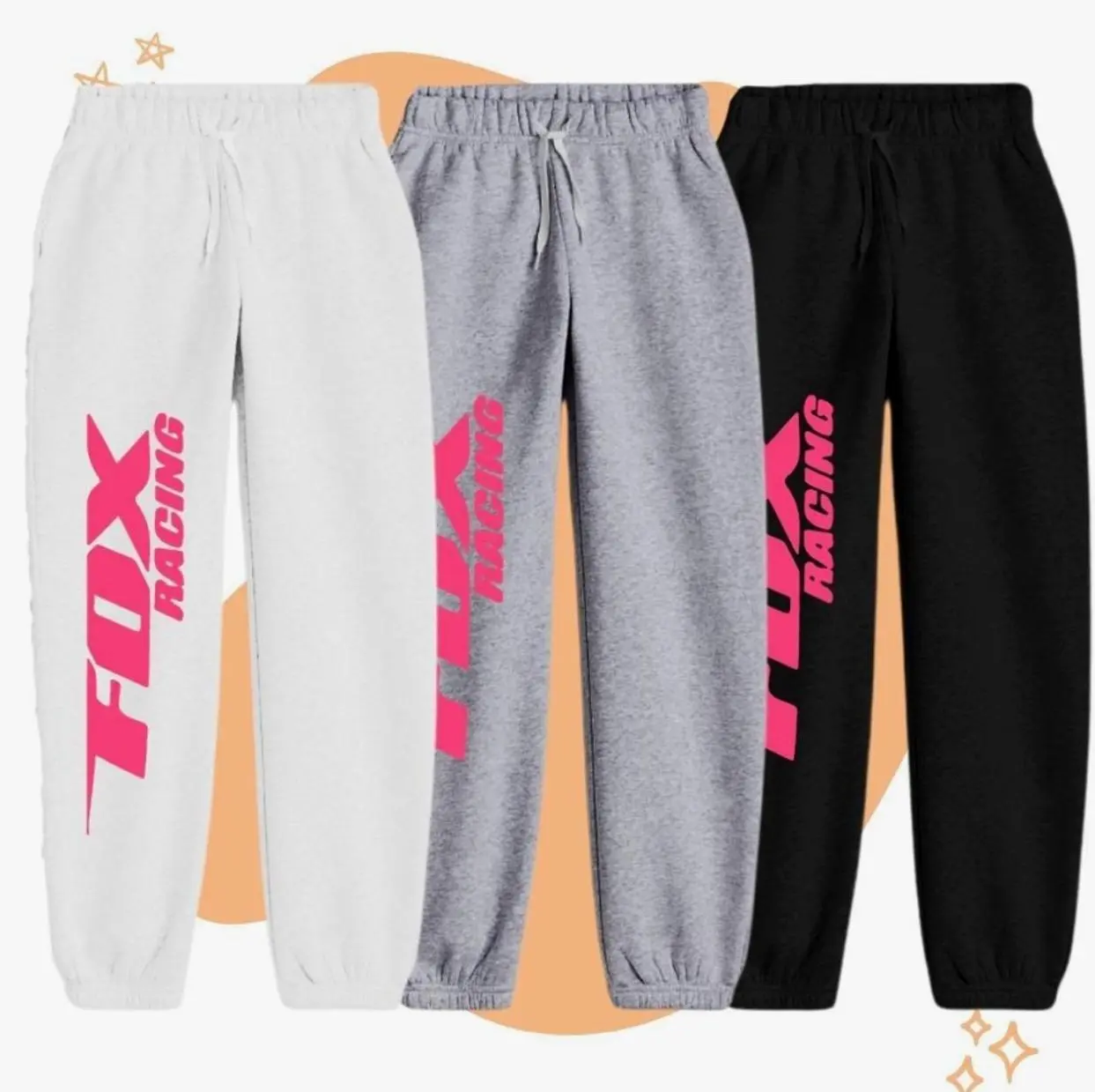 Fox Racing Trendy Unisex Cotton Fleece Sweatpants for All Seasons - Soft & Cozy Casual Wear for Men & Women - Perfect Gift for Fans - Trendy Unisex Cotton Graphic Casual Sweatpants, Gift For Men and Women, Trending Best Gift SS