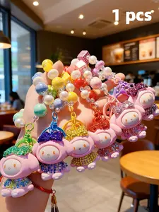 Multicolor Resin Keychain Long Eared Rabbit Charm with Sequins, Handmade Cute Cartoon Style, Backpack Pendant, Car Key Chain, Phone Decoration,Valentine's Day,lovers