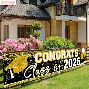 Class Of 2026 Graduation Banner, Congrats Grad Yard Sign, Large Gold Glitter Hanging Banner For Graduation Party Decor tiktokshopspringglowup