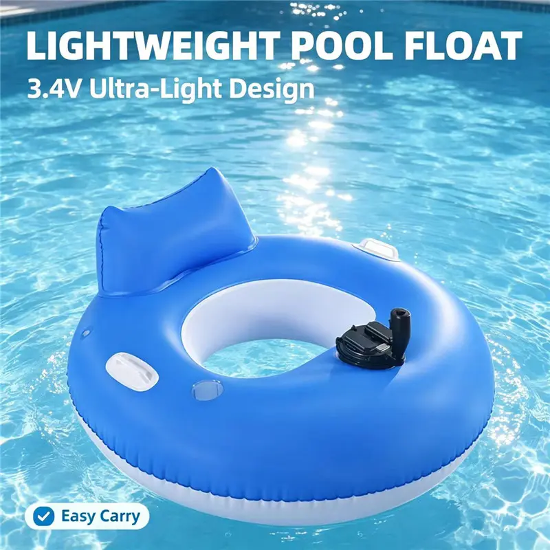 Electric Motorized Inflatable Pool Float for Adults, Joystick Controlled Water Lounger with Backrest & Cup Holder, Propeller Powered Inflatable Water Chair for Pool Lake Beach Summer Use