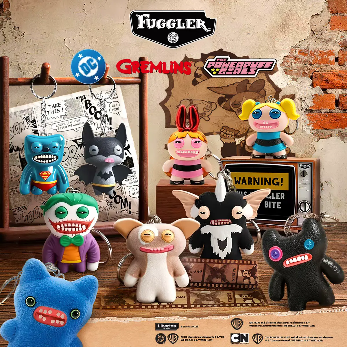 Fuggler Keychain Blind Box - Ugly Cute Funny Monster Collectible Keychain Bag Charm with Weird Teeth, 36 Surprise Designs incl. Flocked & Rare Versions, Weirdo Plush Pendant for Backpack Keys