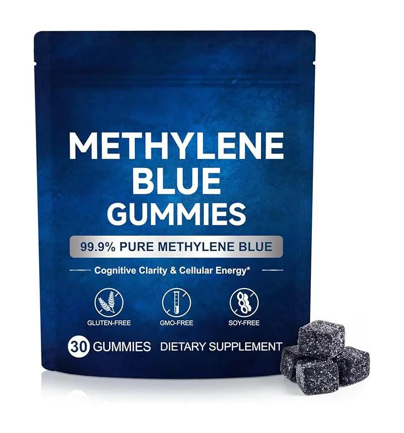 Methylene Blue Gummies 5mg Per Serving, Supports Cognitive Function, Cellular Energy, Mental Focus, Antioxidant Activity, 99.9% Pure | 30 Gummies