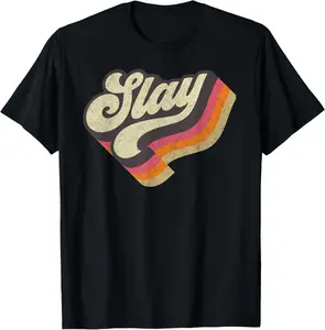 100% cotton Unisex Slay-Internet Viral Meme Dank Slang Vintage Style Retro T-Shirt