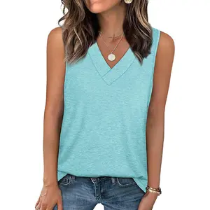 Tank Tops for Women Summer V Neck T Shirts Trendy Sleeveless Basic Tee Loose Fit
