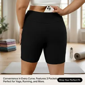 Women's Plus Size High Waisted Swim Shorts - Bathing Suit Bottoms with Pockets, Tankini Board Shorts Bikini for Beach Pool Vacation, Comfortable Stretchy Quick-Dry Fabric, Flattering Coverage Swimwear