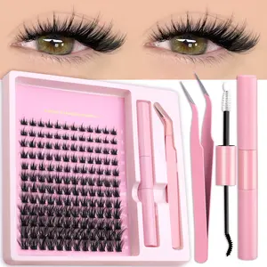 GROINNEYA 8-16mm Mix Length Individual Lashes Volume Spiky Fluffy False Eyelashes Faux Mink Eyelashes C Curl Downy Eyelash Clusters Luxurious Thin Cluster Lashes Easy to Apply DIY Lash Extensions at Home,Suitable For Any Occasion