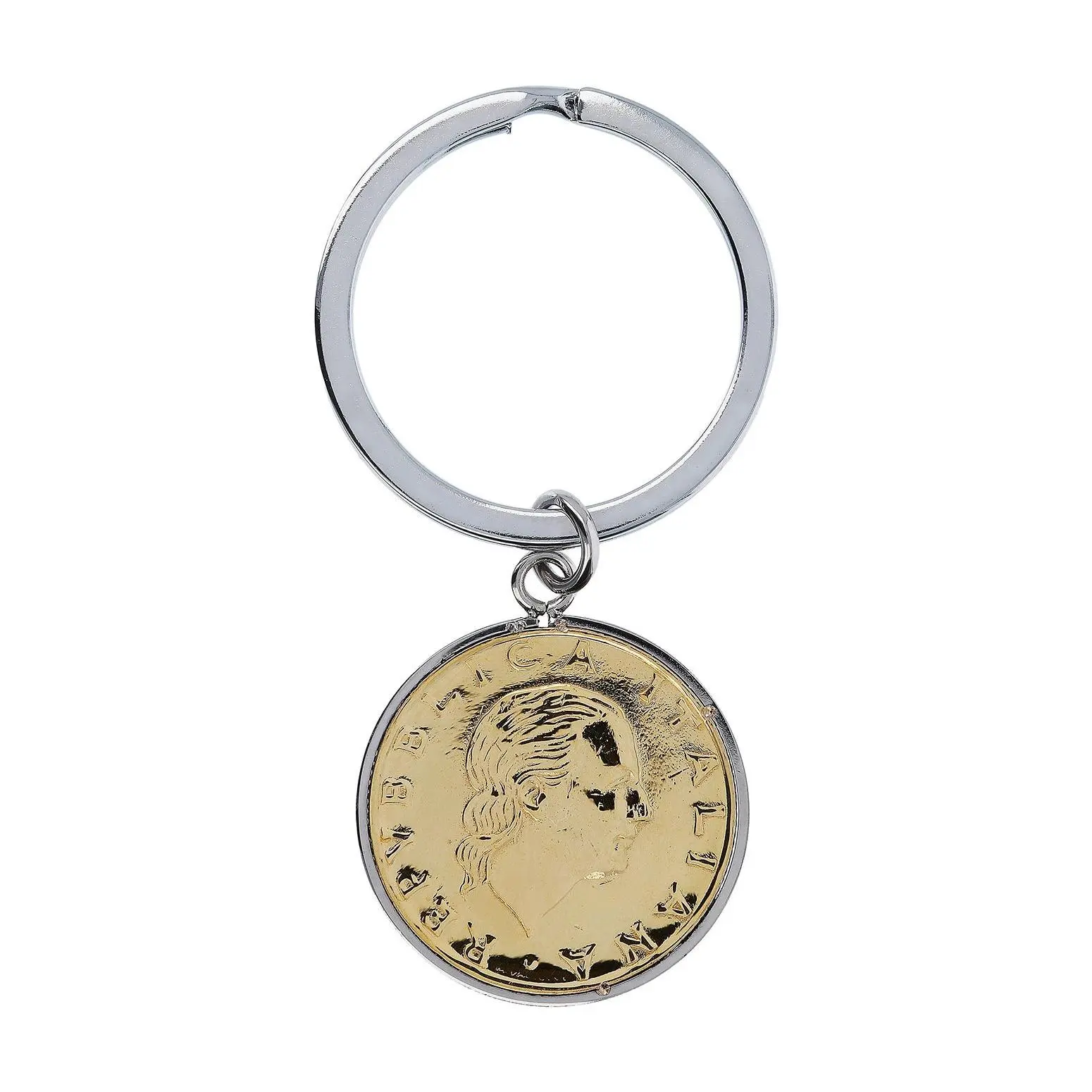 Mistero For Him Two-Tone 200 Lire Coin Key Ring, Stainless