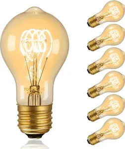 TORCHSTAR A19 Vintage Edison Light Bulbs 60W, E26 Base Decorative Filament Light Bulb for Chandeliers, 2700K Soft White