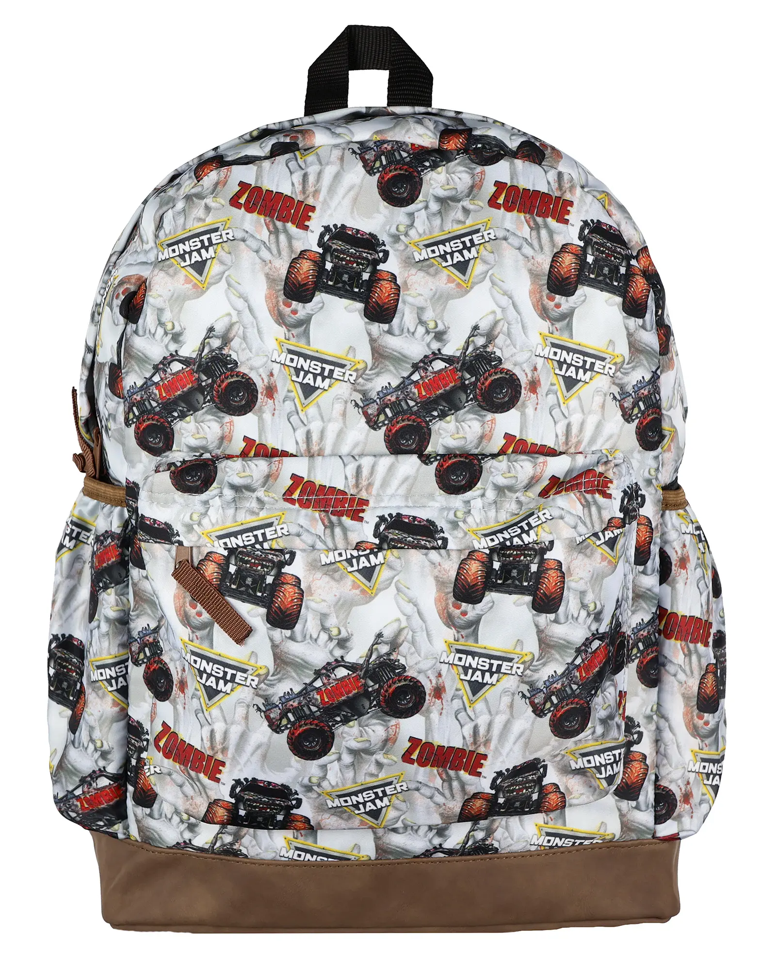 Monster Jam Zombie Backpack All Over Design 16" Book Bag School Tech Sleeve