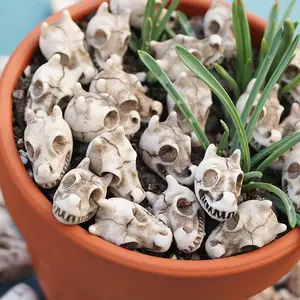 20pcs Dragon Head Skull Bonsai Decorative Statues, Cool Garden Decoration Miniatures, Outdoor Fairy World Landscape Decorative Statues, Garden Paving Stone Statues, Fish Tank Decoration Paving Statues, Halloween Gift