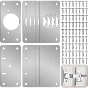 12-Pack Durable Cabinet Hinge Repair Kit - Hinge Fixing Reinforcement Plates for Kitchen, Cupboard, Locker and Cabinet Doors