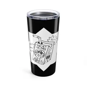 Twat Tears juice box tumbler 20oz | Black & White geometric travel cup