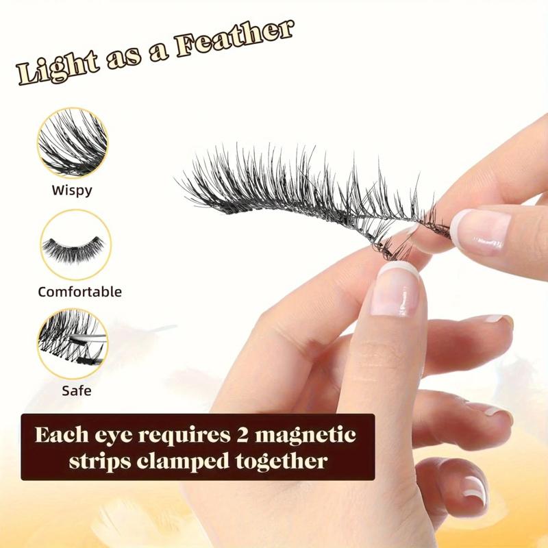 Reusable Magnetic Eyelashes - Waterproof, Natural & Voluminous, Glue-Free 3D False Lash Set with White Clips for Easy Application and Long-Lasting Hold, Waterproof Lash Kit