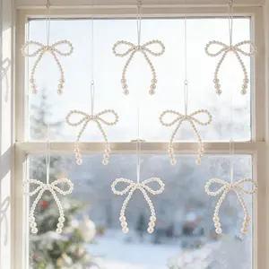 20/10pcs Pearl Bow Girls' Room Decor Window Decor Party Decor Wall Decor Cupcake Decor, Pink Room Decor Hanging Ornaments, Cake Decorations, Bow Decorations, Valentine's Day Decor, Party Decoration Supplies