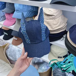 American Retro Denim Patch Ear Baseball Cap Waste Soil Style Niche design cap