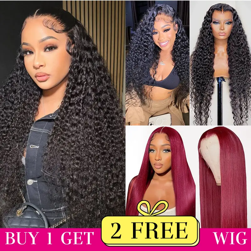 [Combo sale 24"&22"&22"] buy 1 get 3 wig Hot Sale 13x4 Deep Wave Lace Front Wigs Human Hair Pre Plucked 180% Density 22Inch Deep Wave Lace Front Human Hair Wigs for Women HD Transparent Wigs Human Hair Pre Plucked with Baby Hair