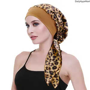 New Braided Turban Hat, Satin Print Tie Chemo Cap, Wide Elastic Sleep Bonnet