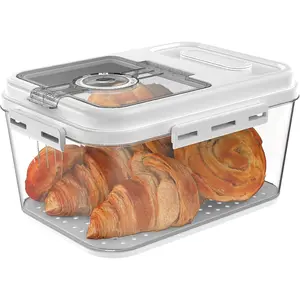 Bread Box Airtight Container for Homemade Clear Storage with Lid Time Recording Design for Kitchen Countertop Freshness Keeper White