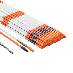 【Summervibes】VEVOR Driveway Markers,  50 PCS 48 inch, 0.4 inch Diameter, Orange Fiberglass Poles Snow Stakes with Reflective Tape, 12" Steel Drill Bit & Protection Gloves for Parking Lots, Walkways Easy Visibility