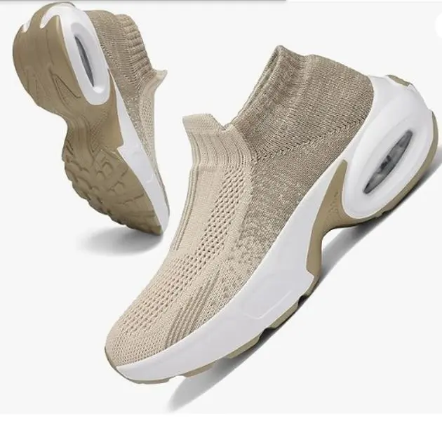 Women's Mesh Sneakers Slip-On Sock Loafers Air Cushion Lightweight Running Work Shoes for Nurses