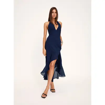 slim fit dress slacks Esmira Halter Maxi Dress Brown Stripe main image 1