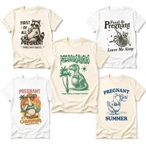 Pregnant T Shirt Funny Pregnancy Announcement Soft Cotton Comfortable Relaxed Fit Casual Daily Wear Baby Shower Gift Preggosaurus Dino Graphic Tee Trendy Mom To Be Outfit Comfort Colors Style