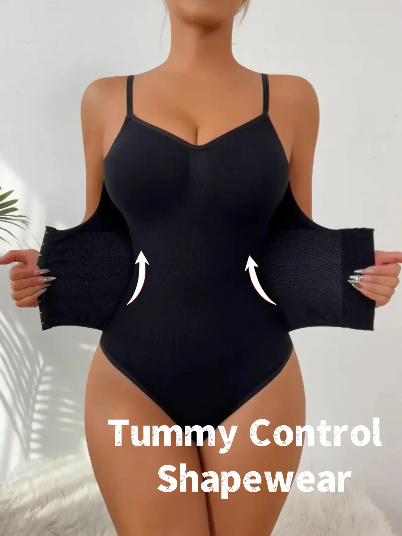 Women's Double-Breasted Fit Shaping Compression Bodysuit, Thong Design for Tummy Control, Essentials Everyday Compress Shapewear for All Seasons, Ladies Shapewear Underwear