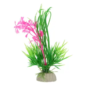 VOCOSTE 1 Pc Fish Tank Aquarium Decorations Plants, Mini Simulation Plastic Plants for Aquarium Decorations, Pink 5.12"