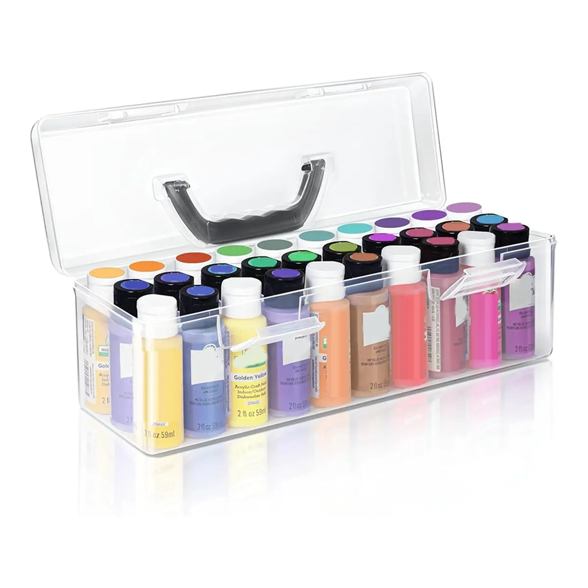 Acrylic Paint Storage Box, 30 Bottle Capacity Acrylic Paint Storage Box for 2 Fluid Ounces Acrylic Paint,Storage Box