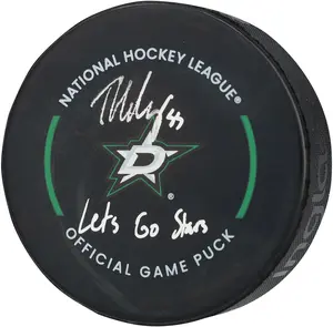 Thomas Harley Dallas Stars Autographed Official Game Puck with "Lets Go Stars" Inscription - Fanatics Authentic Certified